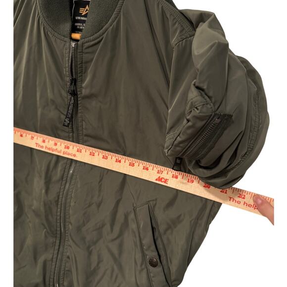 Alpha Industries M Bomber Flight Jacket MA-1 T-Shirt Liner Slim Japan Army Green - Picture 9 of 10